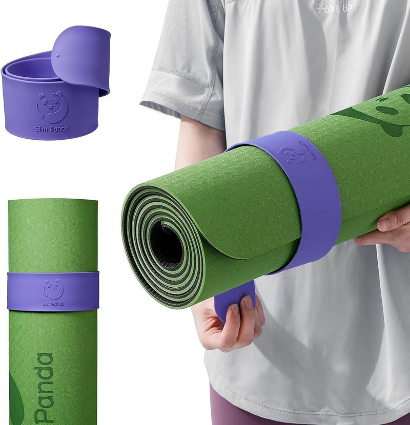 Slim Panda Yoga Mat Strap Slap Band, One Snap Keeps Mats Tightly Rolled, Heavy-Duty Clasp Fits Most Size Mats(24" L X 2" W) - Image 1